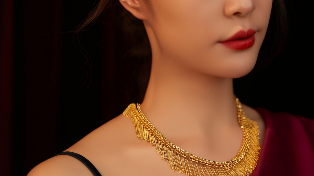 流苏金项链图片