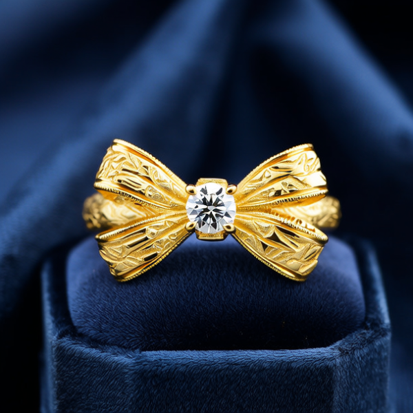 黄金蝴蝶结戒指图片